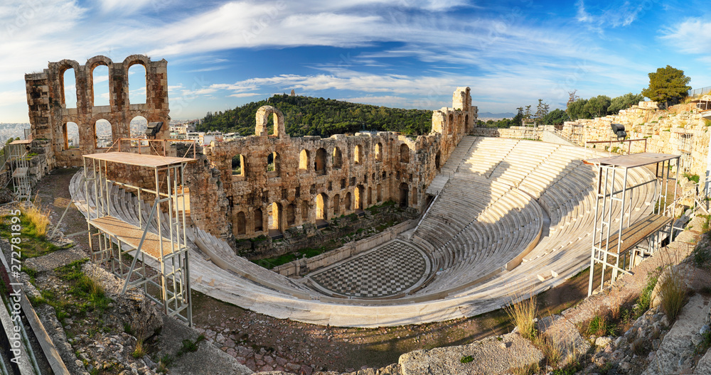 Athens - Ruins of ancient theater of Herodion Atticus in Acropolis, Greece