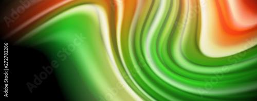Modern rainbow liquid color flow colorful poster. Wave Liquid shape in black color background. Abstract composition