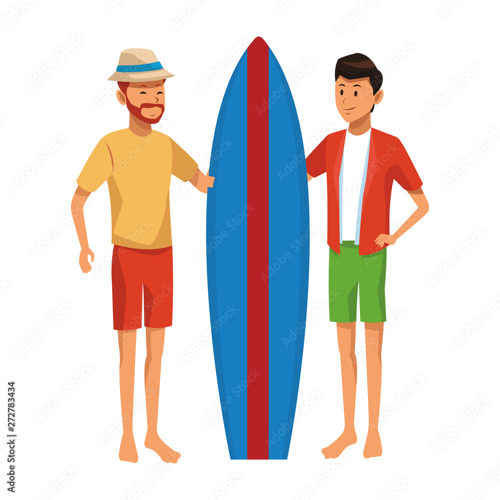 Friends enjoying summer cartoon colorful Friends enjoying summer cartoon colorful