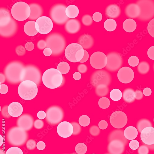 White Bubbles Circle Dots Unique Pink Bright Background. Abstract hand drawn texture card. Splashes bubbles gum. Design for backgrounds, logotype, wallpapers, wedding covers, packaging. 
