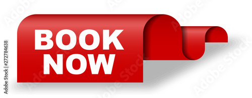 red vector banner book now