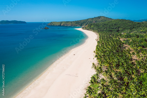 Aerial view of Nacpan beach on Palawan  Philippines