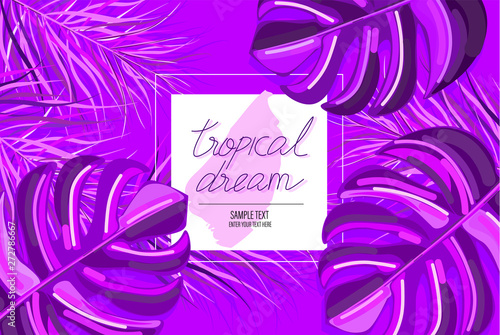 Summer tropic pattern Vector. green palm leaves decor textures vintage styles