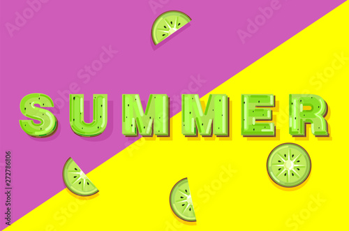 Summer kiwi banner text Vector. Abstract colorful backgrounds