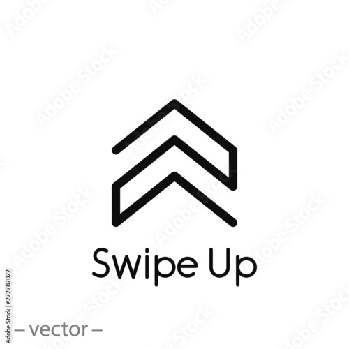 swipe up icon, scroll, line symbol on white background - editable stroke vector illustration eps10