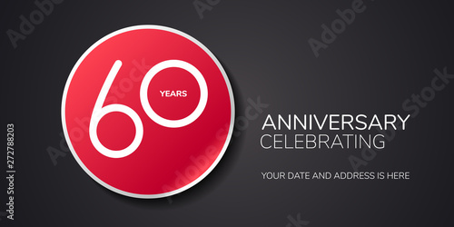 60 years anniversary vector logo, icon. Template design element with number