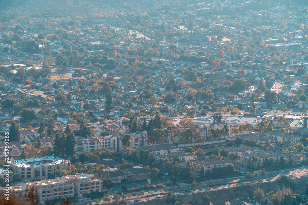 Naklejka premium San Diego, USA, 2018. City infrastructure, residential district, view from above. Real estate, accommodation concept