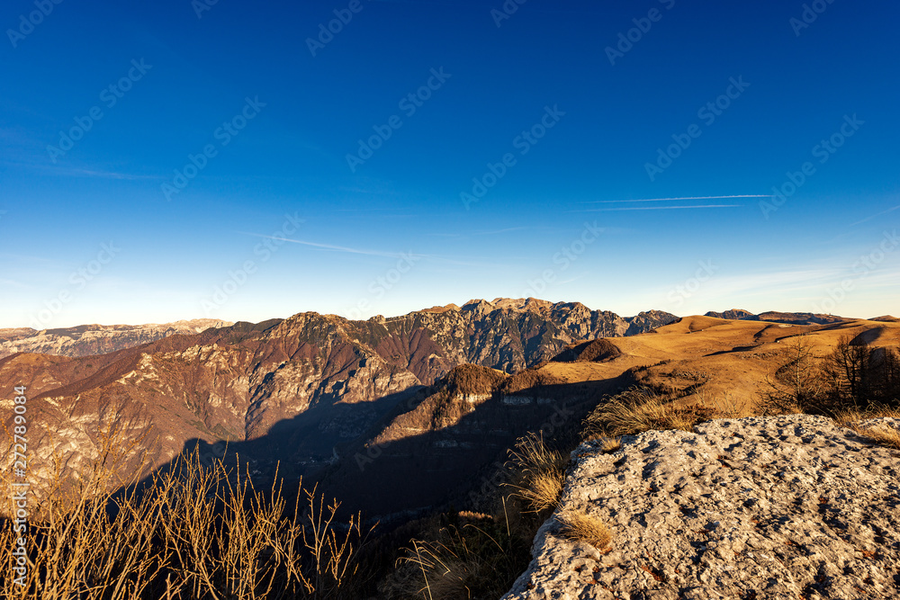 Italian Alps and the Plateau of Lessinia with the Carega Mountain. Regional Natural Park, Verona province, Veneto, Italy, Europe