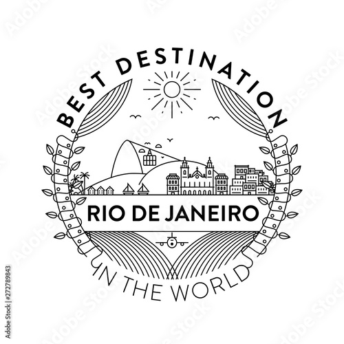 Vector Rio de Janeiro City Badge, Linear Style