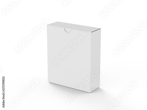 White blank flat box mock up template on isolated white background, ready for design presentation, 3d illustration