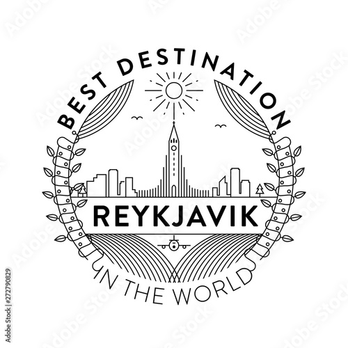Vector Reykjavik City Badge, Linear Style