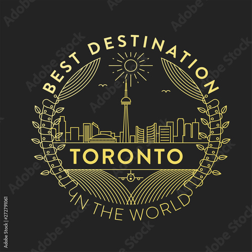 Vector Toronto City Badge, Linear Style