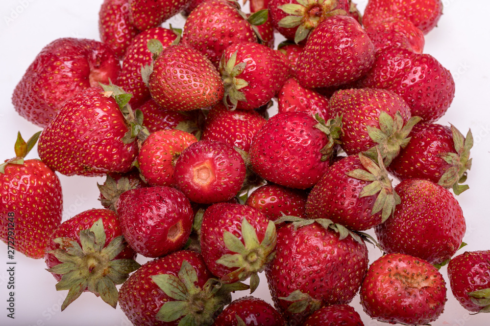 fresh ripe strawberries isolated on white background fresh ripe strawberries isolated on white background