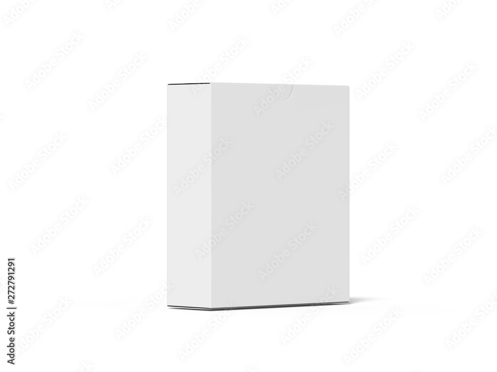 Fototapeta premium White blank flat box mock up template on isolated white background, ready for design presentation, 3d illustration