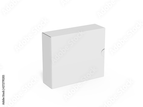 White blank flat box mock up template on isolated white background, ready for design presentation, 3d illustration © devrawat21