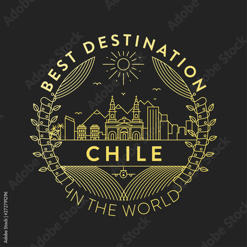 Vector Chile City Badge, Linear Style