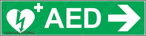 defibrillator emergency sign (D.A.E., A.E.D.)