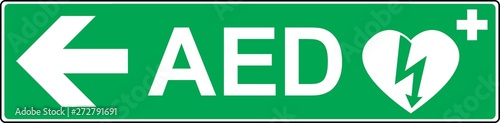 defibrillator emergency sign (D.A.E., A.E.D.)