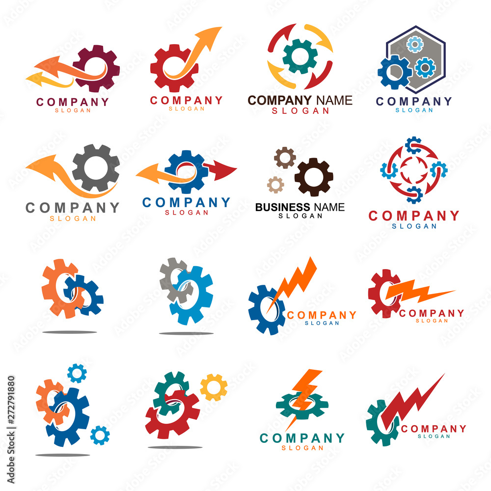 Gear logo template, Logo for industrial companies Stock Vector | Adobe ...