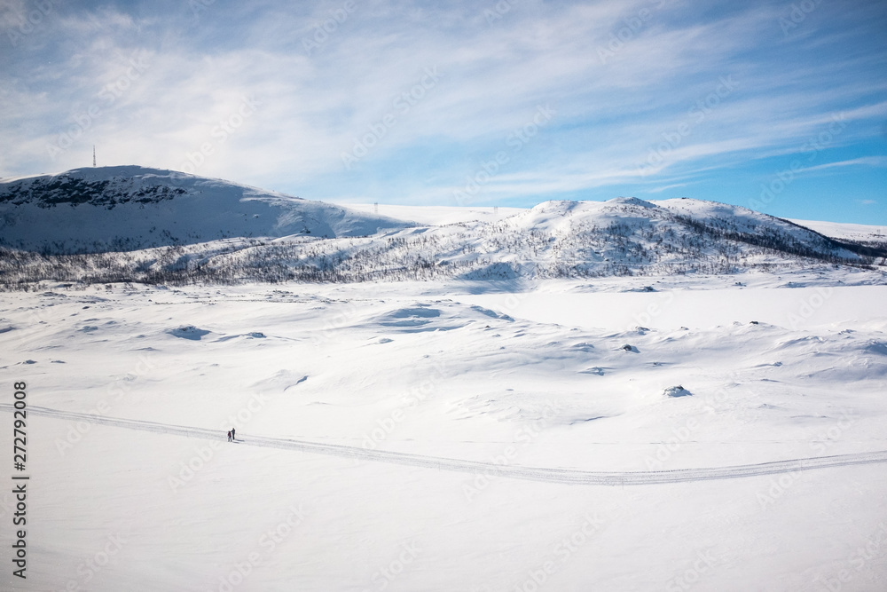 Scenic view of frozen Norwegian plains.