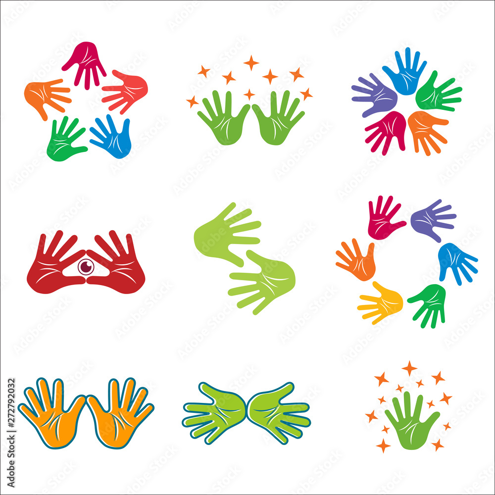 Hand vector logo collection, symbol community people, social isues Hand vector logo collection, symbol community people, social isues