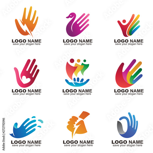 Modern design hand logo collection