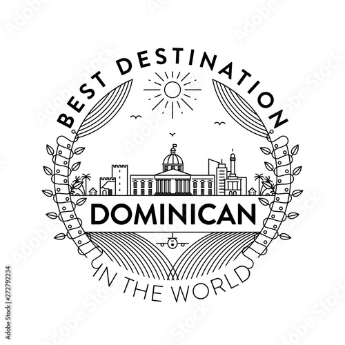 Vector Dominican City Badge, Linear Style