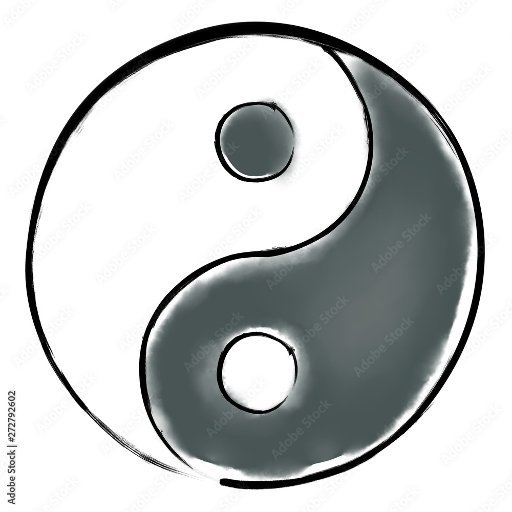 Imitation of ink and watercolour illustration. YinYang Imitation of ink and watercolour illustration. YinYang