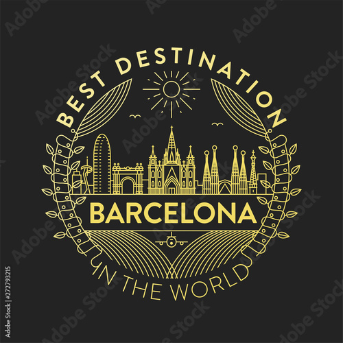 Vector Barcelona City Badge, Linear Style