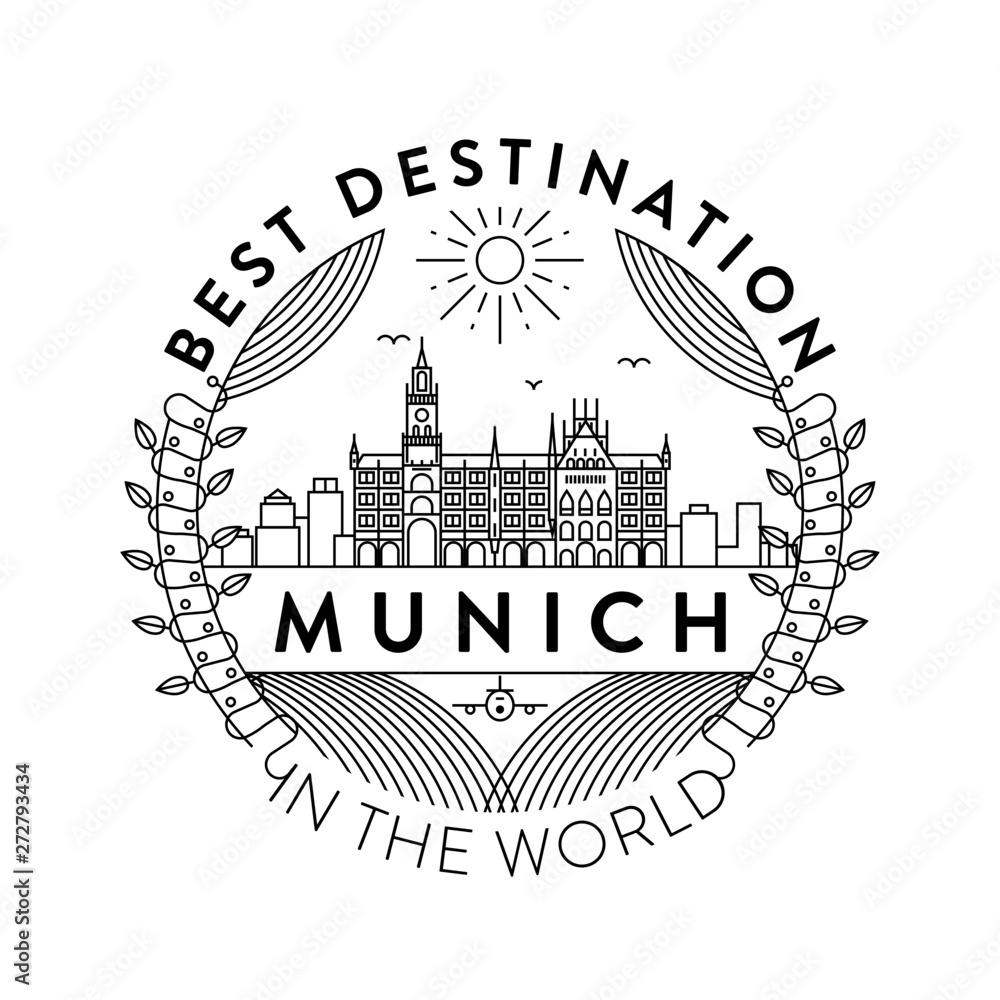 Obraz premium Vector Munich City Badge, Linear Style