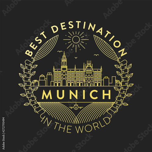 Vector Munich City Badge, Linear Style