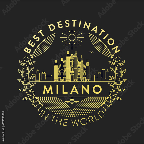 Vector Milano City Badge, Linear Style