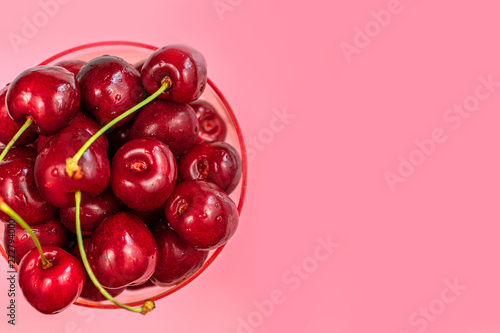 cherry berries on a pink background