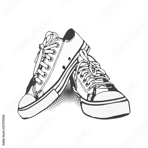 Black and White Sneakers on iSolated White Background