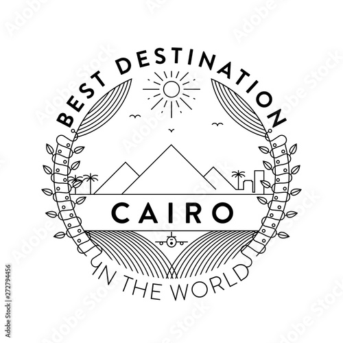 Vector Cairo City Badge, Linear Style