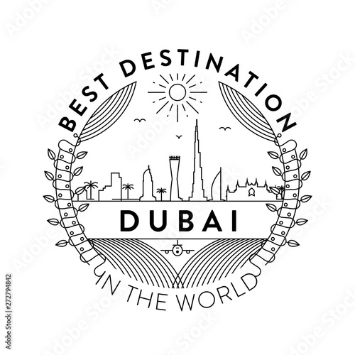 Vector Dubai City Badge, Linear Style