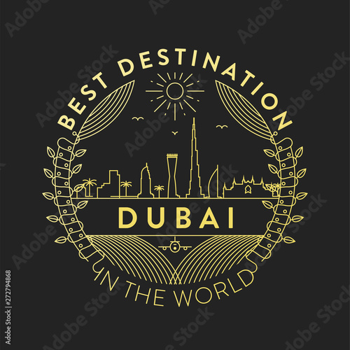 Vector Dubai City Badge, Linear Style