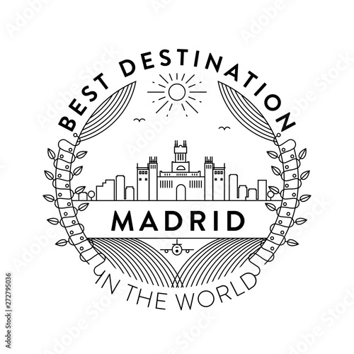 Vector Madrid City Badge, Linear Style