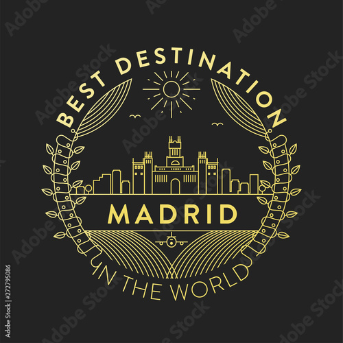 Vector Madrid City Badge, Linear Style