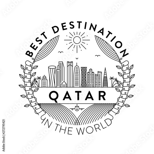 Vector Qatar City Badge, Linear Style