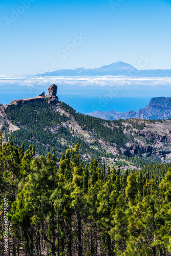 Colorful and scenic View Of Roque Nublo And El Teide - Tejeda, Gran Canaria, Canary Islands, Spain