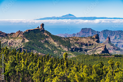 Colorful and scenic View Of Roque Nublo And El Teide - Tejeda, Gran Canaria, Canary Islands, Spain photo