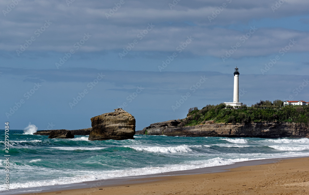 Biarritz lighthouse in Basque coast