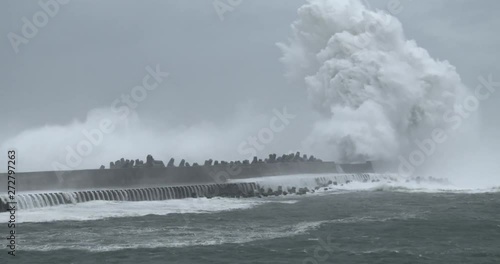 Massive Waves Crash Into Port As Powerful Hurricane Hits - Megi photo