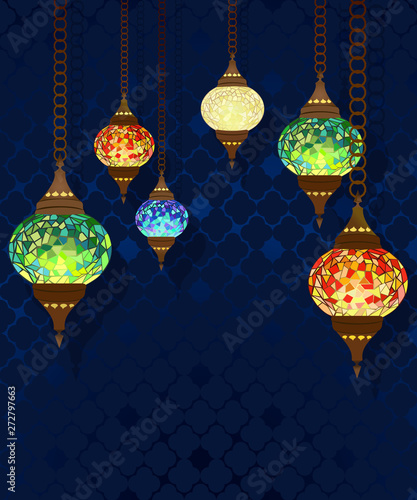Turkish mosaic lamps background
