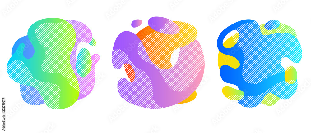 Colorful liquid shapes set. Abstract fluid blobs.