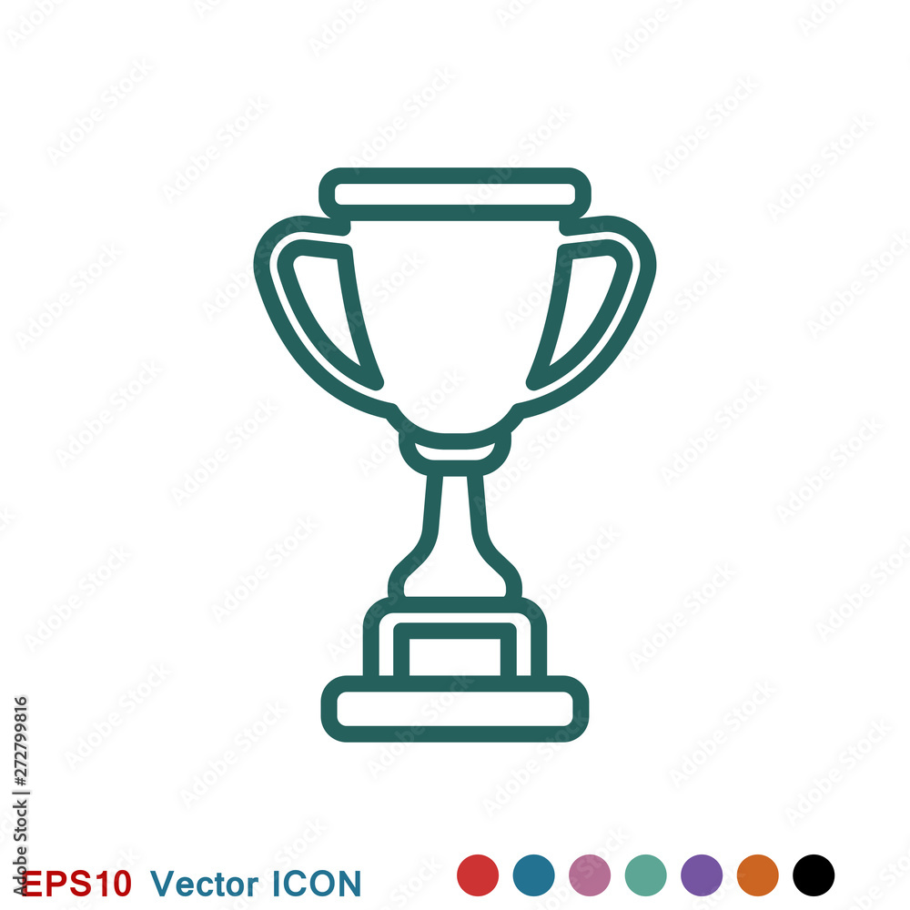 Trophy cup vector icon. Sport competition silhouette symbol. Trophy cup vector icon. Sport competition silhouette symbol.