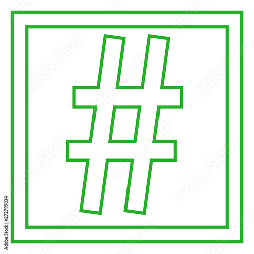 Hashtag signs. Number sign, hash, or pound sign.