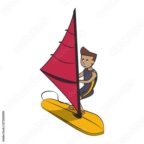 Water extreme sport cartoon isolated