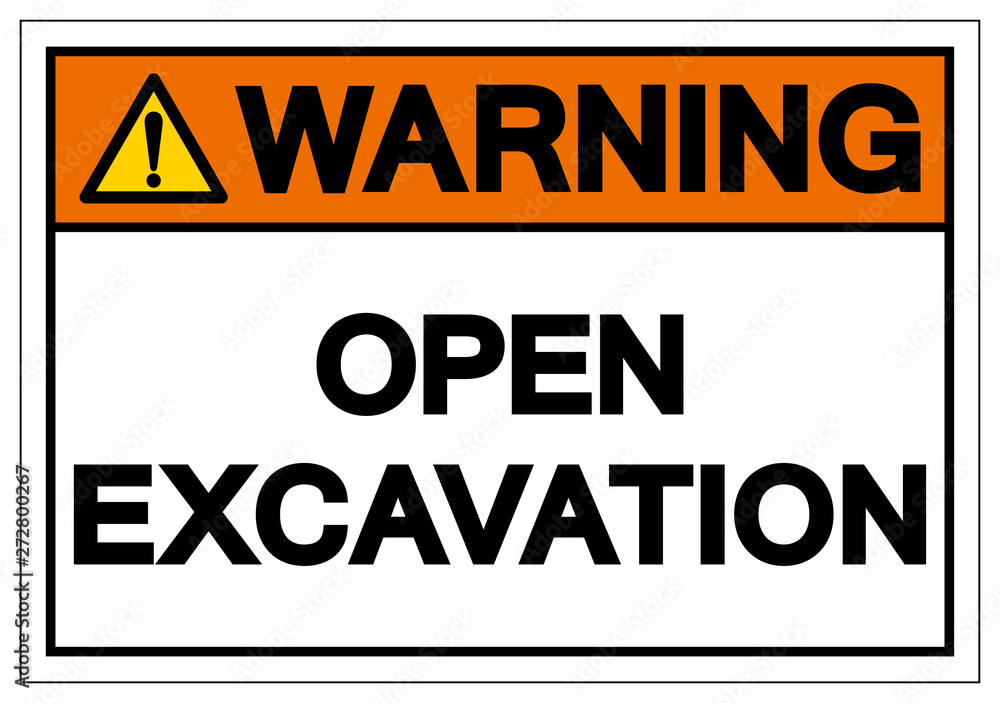 Warning Open Excavation Symbol Sign, Vector Illustration, Isolate On White Background Label. EPS10